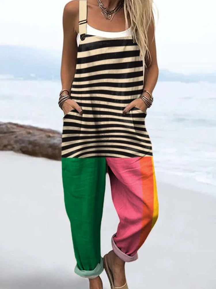 Zest & Stripes Jumpsuit from THE WHITMORE FAMILY jumpsuit collection, featuring a vibrant striped design and relaxed fit.