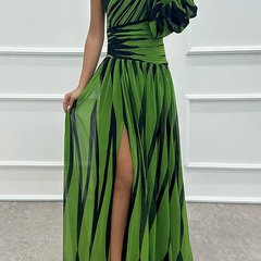 Elegant Shiloh striped maxi dress by The Whitmore Family, perfect for wedding guests, featuring a stylish, flowing design.