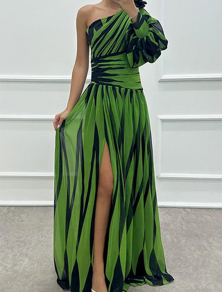 Elegant Shiloh striped maxi dress by The Whitmore Family, perfect for wedding guests, featuring a stylish, flowing design.