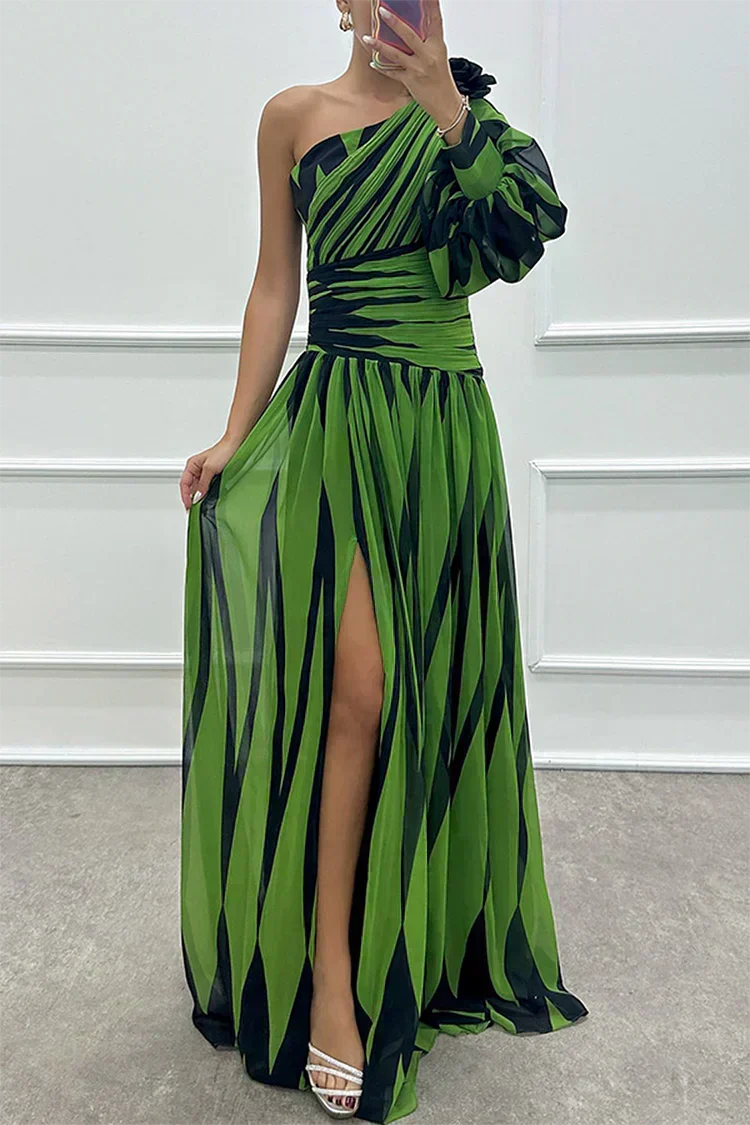 Elegant Shiloh striped maxi dress by The Whitmore Family, perfect for wedding guests, featuring a stylish, flowing design.
