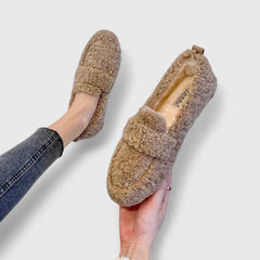 Karelyanne comfortable khaki loafers by THE WHITMORE FAMILY, featuring slip-on design and soft sole for everyday wear