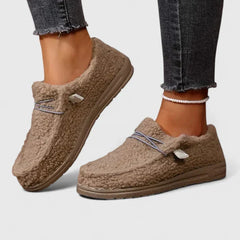 Khaki Nia orthopedic loafers by THE WHITMORE FAMILY, featuring comfortable design and supportive soles for everyday wear.