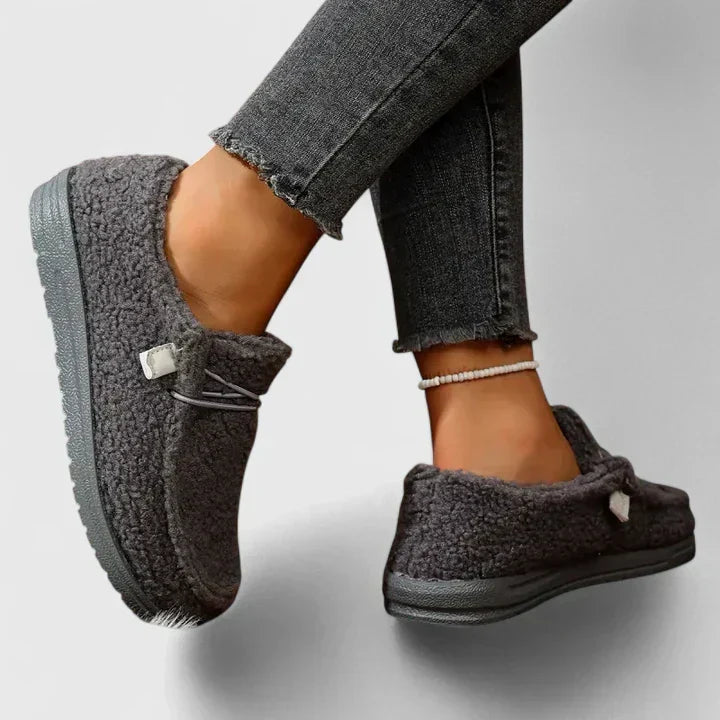 Khaki Nia orthopedic loafers by THE WHITMORE FAMILY, featuring comfortable, supportive footwear with a classic slip-on design.