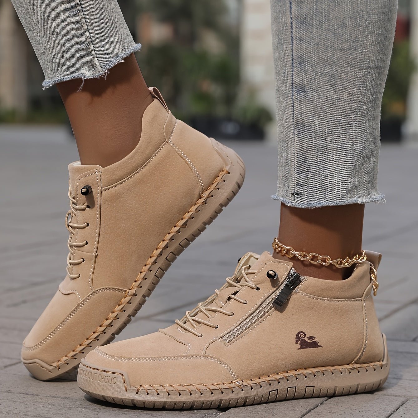 Khaki Nola™ ergonomic support sneakers by THE WHITMORE FAMILY, featuring cushioned soles and breathable design for comfort.
