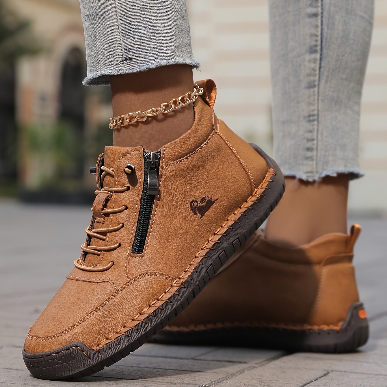 Khaki Nola™ ergonomic support sneakers by THE WHITMORE FAMILY, featuring cushioned soles and supportive design for comfort.