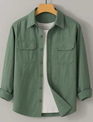 Light khaki Darwin™ Elegant shirt by THE WHITMORE FAMILY, showing a tailored fit with collar and button details.