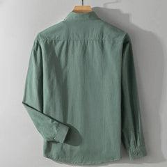Khaki Darwin™ Elegant shirt by THE WHITMORE FAMILY, shown in size XS, featuring a classic fit and stylish collar details.