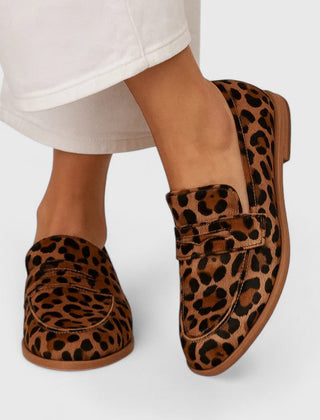 Leopard print Kaevryn ultra-soft loafers by THE WHITMORE FAMILY, featuring a comfortable slip-on design and stylish animal print.