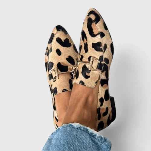 Olivianora orthopedic loafers by THE WHITMORE FAMILY featuring leopard print, slip-on style, and comfortable design for everyday wear.