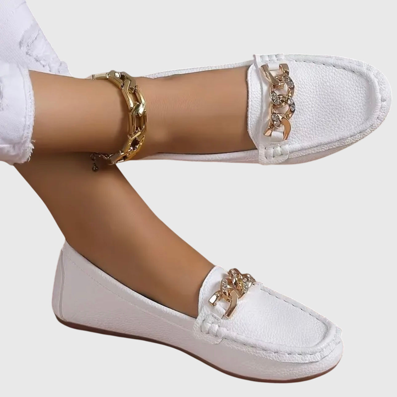 Beige Melissa orthopedic loafers by THE WHITMORE FAMILY featuring a classic slip-on style and comfortable design.