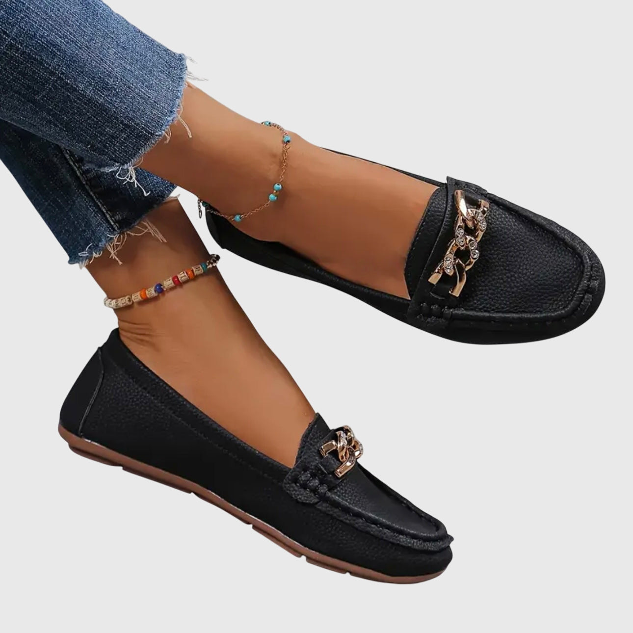 Beige Melissa orthopedic loafers by THE WHITMORE FAMILY, featuring a classic slip-on design and comfortable orthopedic sole.