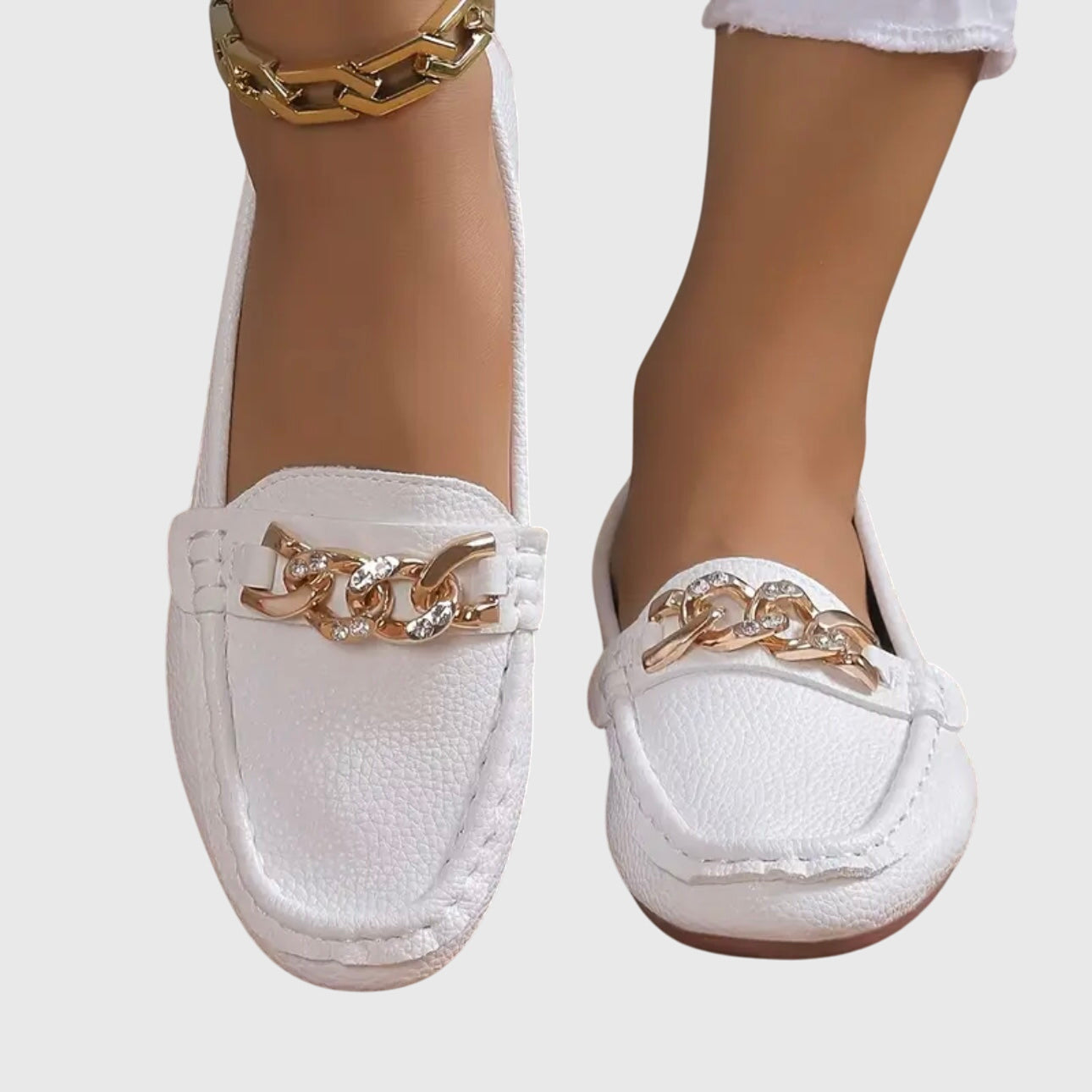 Beige Melissa orthopedic loafers by THE WHITMORE FAMILY with a classic slip-on design, comfortable for everyday wear.