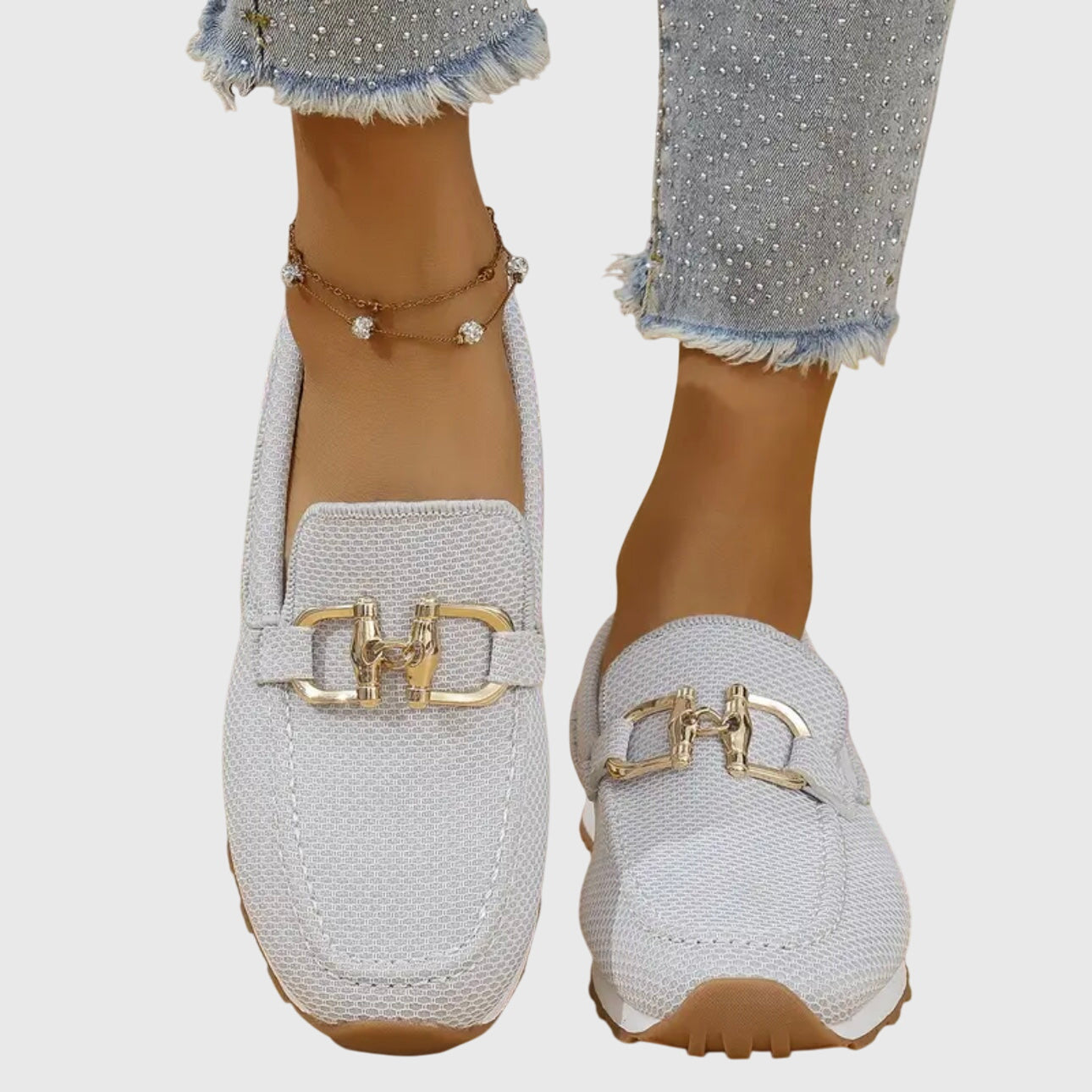 Beige Susana orthopedic loafers by THE WHITMORE FAMILY, stylish and comfortable slip-on shoes for everyday wear.