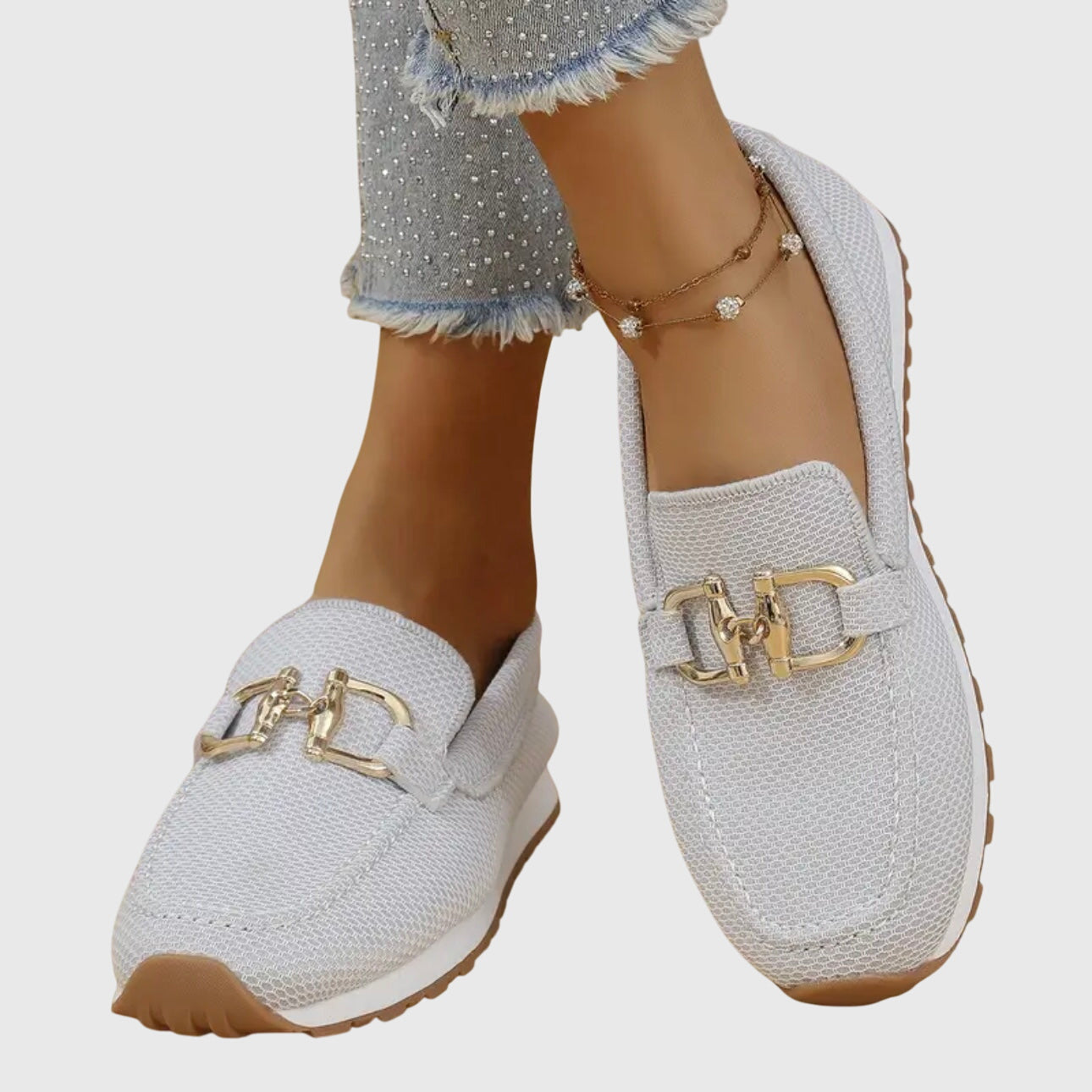 Beige Susana orthopedic loafers by THE WHITMORE FAMILY, featuring comfortable slip-on design and supportive sole for everyday wear.
