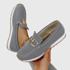 Beige Susana orthopedic loafers by THE WHITMORE FAMILY, featuring comfortable design and classic loafer style.