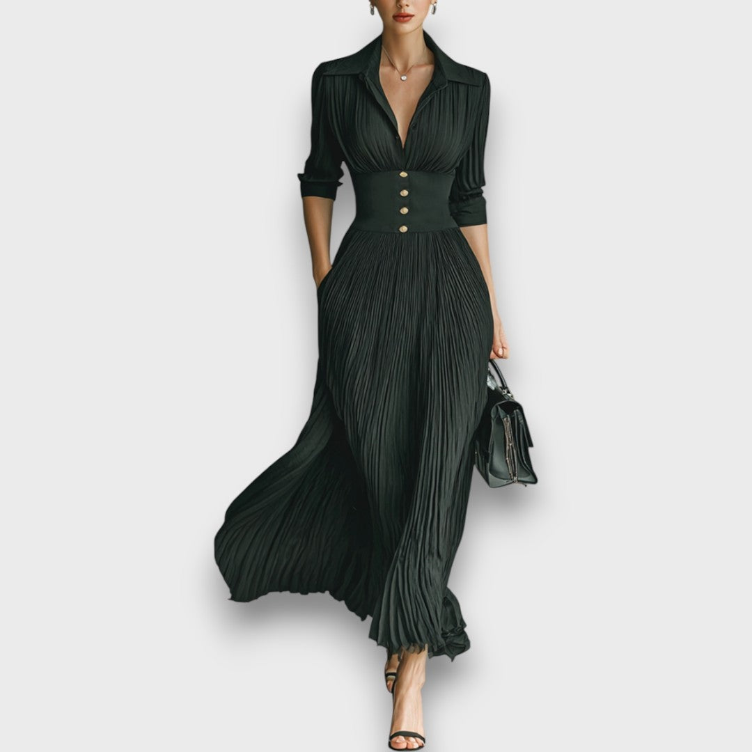 Black Joan maxi dress by THE WHITMORE FAMILY, elegant floor-length dress with a flowing silhouette and stylish design.