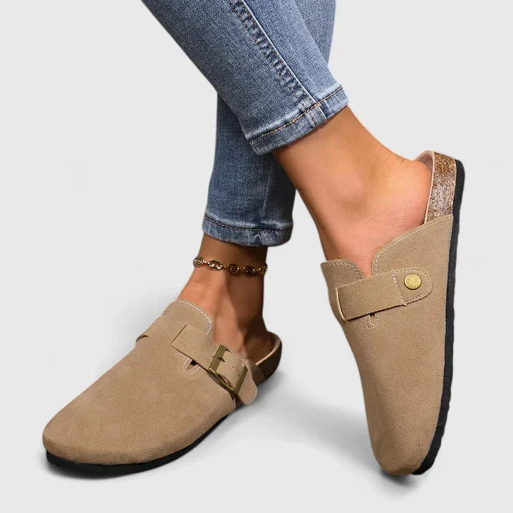 Katrien orthopedic loafers by THE WHITMORE FAMILY in mocha leather, featuring cushioned insoles and slip-on design.