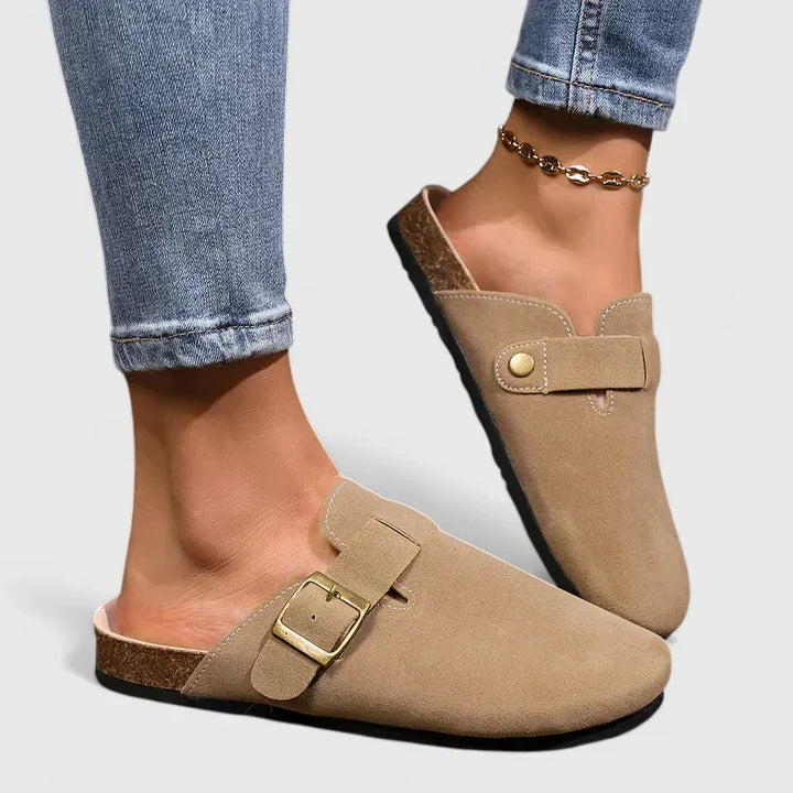 Katrien orthopedic loafers by THE WHITMORE FAMILY in mocha, showing the stylish slip-on design and comfortable sole.