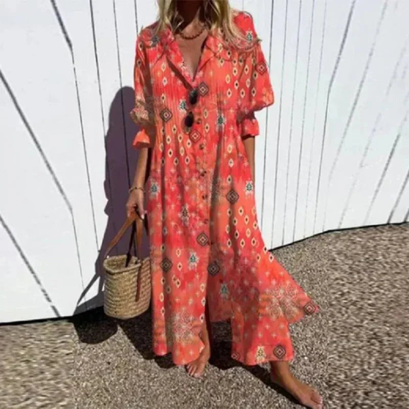 Colorful Rimmey Beachcomber Boho Dress by THE WHITMORE FAMILY featuring a relaxed, flowy design with vibrant patterns.