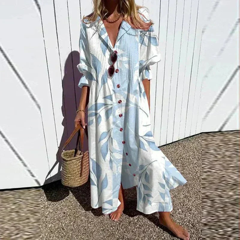 Multi-color Rimmey Beachcomber Boho Dress by THE WHITMORE FAMILY, featuring relaxed fit and vibrant bohemian style.