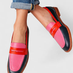 Multi-colored Alisette Elegant Loafers by THE WHITMORE FAMILY, stylish slip-on shoes with a sophisticated design and vibrant details.
