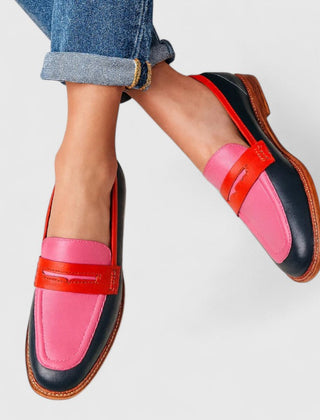 Multi-colored Alisette Elegant Loafers by THE WHITMORE FAMILY, stylish slip-on shoes with a sophisticated design and vibrant details.