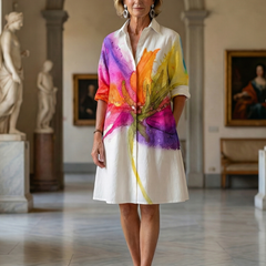 Ulyssa Painted Garden Dress by THE WHITMORE FAMILY featuring multicolor floral print and lightweight fabric.