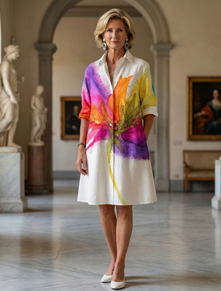 Ulyssa Painted Garden Dress by THE WHITMORE FAMILY featuring multicolor floral print and lightweight fabric.