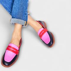 Multicolored Lynette elegant loafers by THE WHITMORE FAMILY, showcasing stylish design and comfortable slip-on footwear.