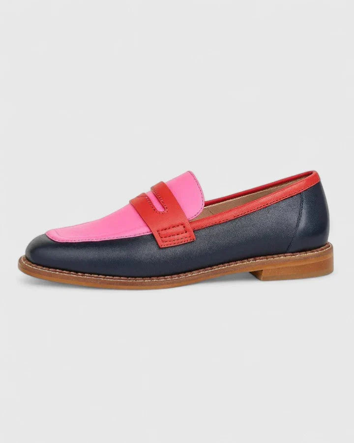 Multicolored Lynette Elegant Loafers by THE WHITMORE FAMILY shown in a close-up image highlighting stylish design and vibrant colors.