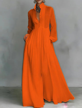 Orange Audrey maxi dress by THE WHITMORE FAMILY featuring a flowing fabric and button-front design.