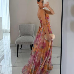 Grace Romantic Invisible Dress by THE WHITMORE FAMILY, orange color, form-fitting dress with elegant design, shown on a model.