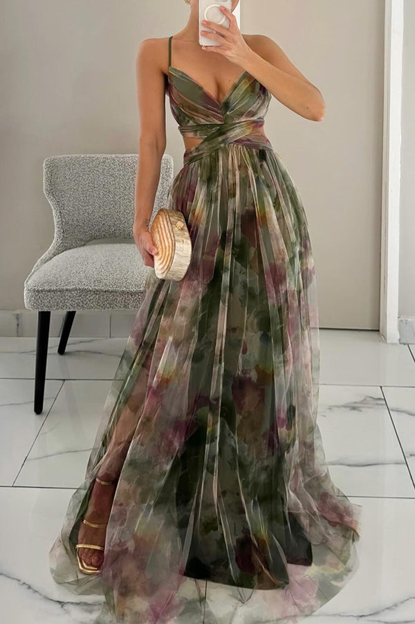Grace Romantic Invisible Dress by THE WHITMORE FAMILY, in vibrant orange fabric, displayed on a model.