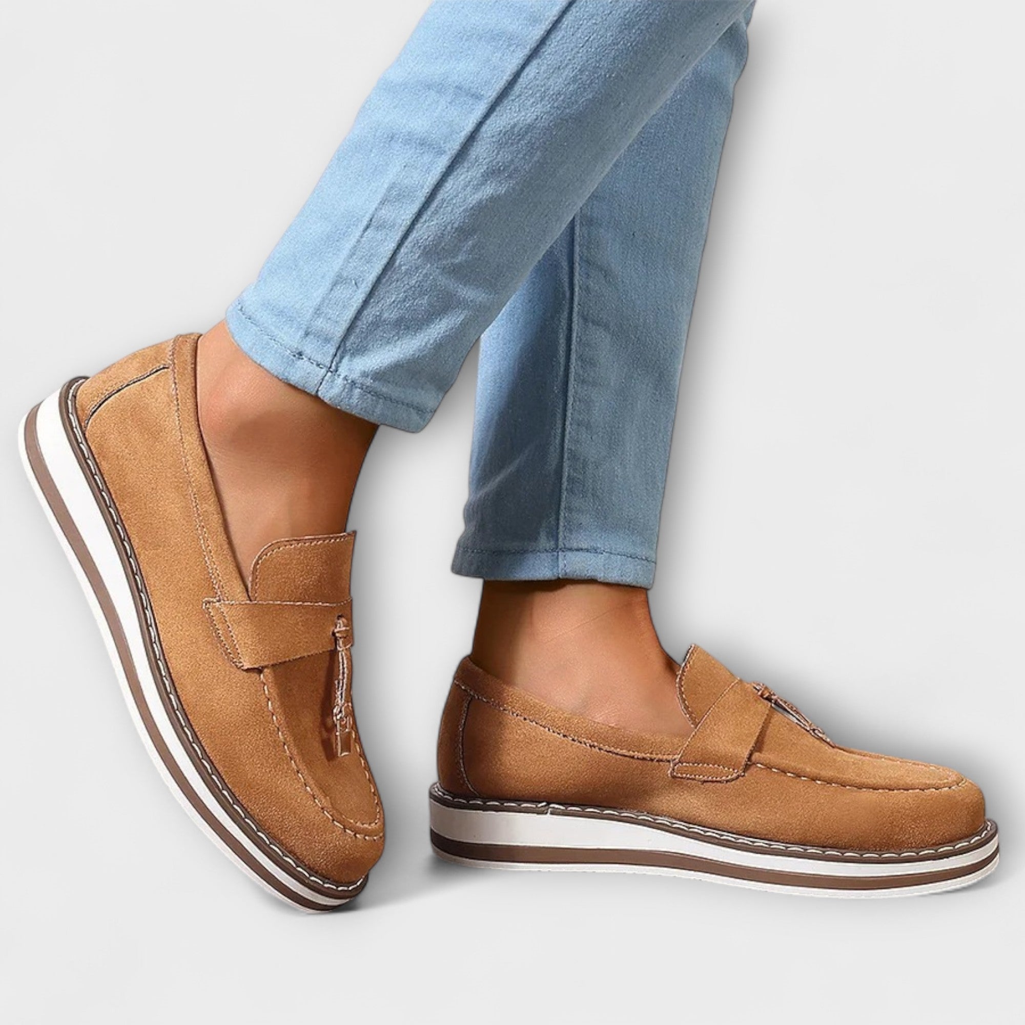 Pink Halo casual comfort loafers by THE WHITMORE FAMILY, showcasing soft material and relaxed slip-on style.
