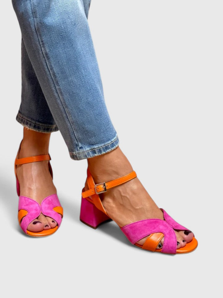 Pink Devynne orthopaedic heels by THE WHITMORE FAMILY featuring supportive design and stylish appearance.
