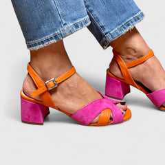 Pink Devynne orthopaedic heels by THE WHITMORE FAMILY featuring supportive design and stylish appearance.