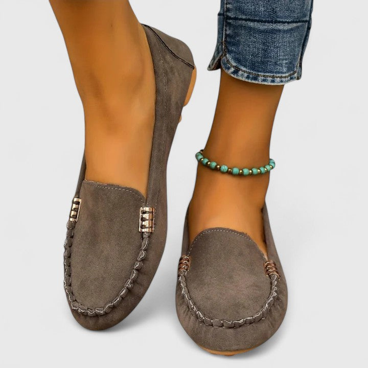 Pink Karlene orthopedic loafer by THE WHITMORE FAMILY, featuring a comfortable design and casual style for everyday wear.