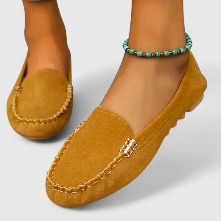 Pink Karlene orthopedic loafer by THE WHITMORE FAMILY, featuring a comfortable slip-on design and supportive sole.