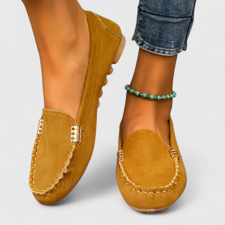 Pink Karlene orthopedic loafer by THE WHITMORE FAMILY featuring comfortable slip-on design and supportive sole.