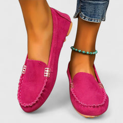 Pink Karlene orthopedic loafer by THE WHITMORE FAMILY featuring comfortable, supportive design and classic slip-on style.