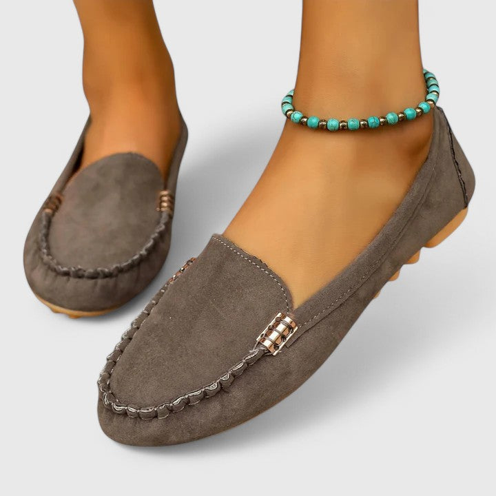 Pink Karlene orthopedic loafer by THE WHITMORE FAMILY featuring a comfortable slip-on design and supportive sole.