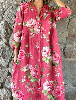 Pink floral Maddie dress by THE WHITMORE FAMILY featuring art floral print, sleeveless design, and a flowy silhouette.
