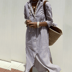 Pink Cariel elegant breathable maxi dress by THE WHITMORE FAMILY, flowing fabric and stylish design perfect for summer wear.