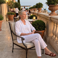 Pink Noor long sleeve shirt and tapered pants set by THE WHITMORE FAMILY, featuring a comfortable, stylish matching outfit.
