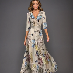 Pink Patricia chic dress with floral print by THE WHITMORE FAMILY, featuring a stylish, elegant design perfect for special occasions.