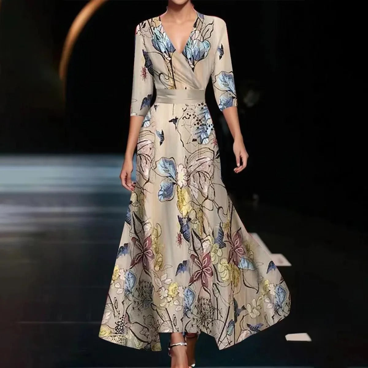 Pink Patricia chic dress with floral print by THE WHITMORE FAMILY, featuring a stylish and elegant design.