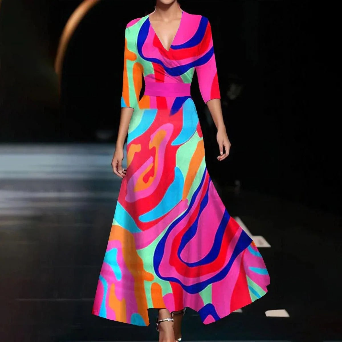 Pink Patricia chic dress with floral print by THE WHITMORE FAMILY, featuring a stylish and elegant design.