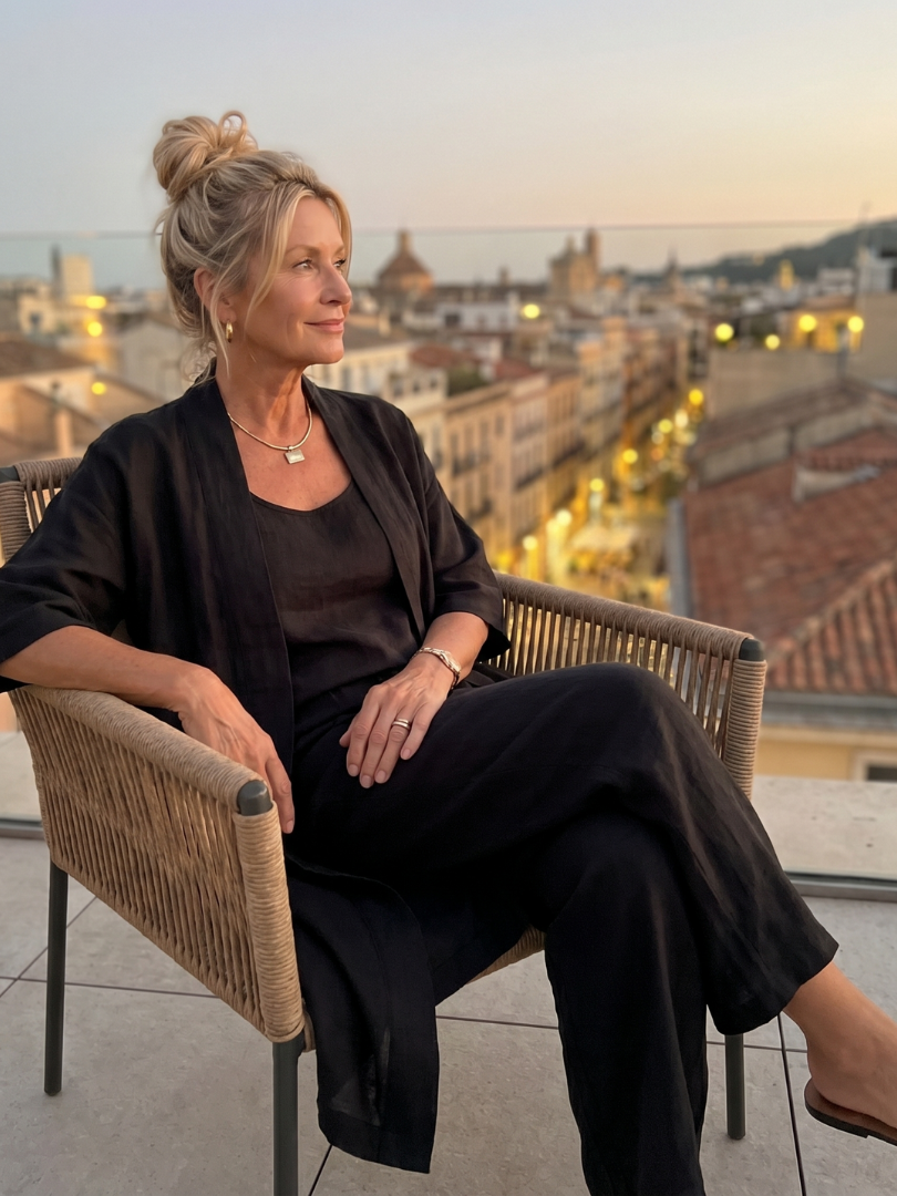 Pink three-piece relaxed top and pant set by THE WHITMORE FAMILY, featuring a comfortable, casual style for everyday wear.