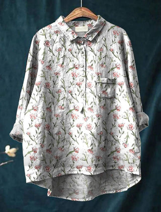 Pink and white floral Serenity shirt by THE WHITMORE FAMILY, featuring a feminine design with a comfortable fit.