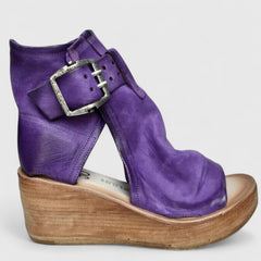 Purple Jess™ orthopedic wedge sandals by THE WHITMORE FAMILY, featuring cushioned footbed and stylish ankle strap.